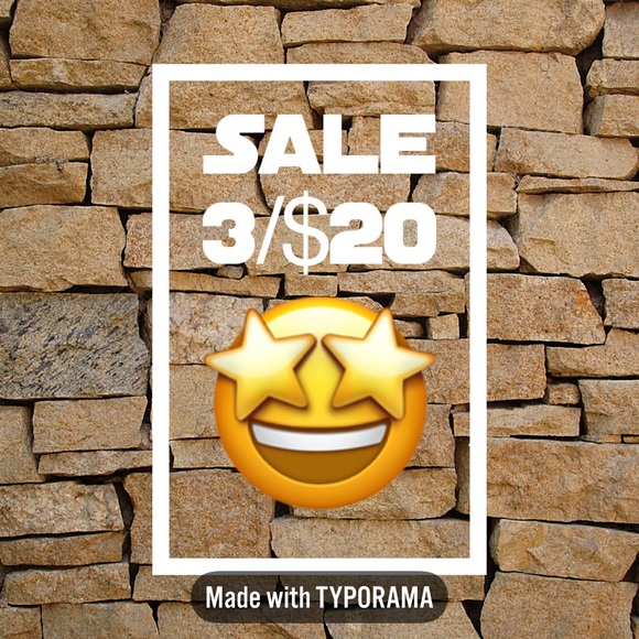 3/$20 sale with items marked with 🤩 emoji - Picture 1 of 1